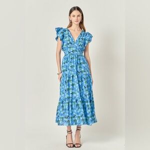 English Factory PRINTED OPEN BACK MAXI DRESS size Small